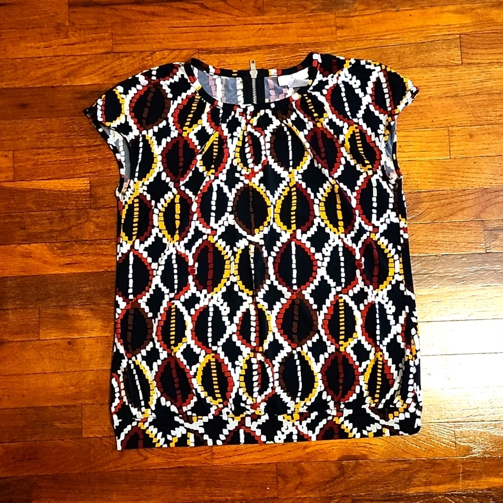 🍁Worthington Stretch Short Sleeve Blouse In Fall Colors